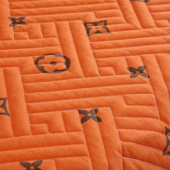 91家纺网 家纺一手货源 找家纺 2024新款全棉13376印花床盖款四件套系列 大牌157-棕桔