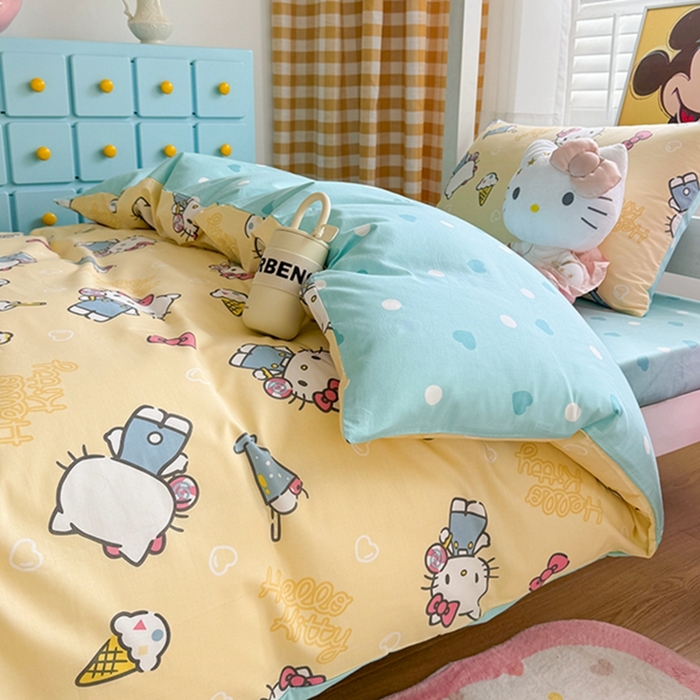 91家纺网 家纺一手货源 找家纺 富瑞阁 2024新款13070全棉三丽鸥三件套四件套 棒棒糖