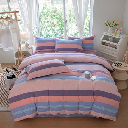 91家纺网 家纺一手货源 找家纺 （总）木易家居 2025新款全棉色织水洗棉四件套