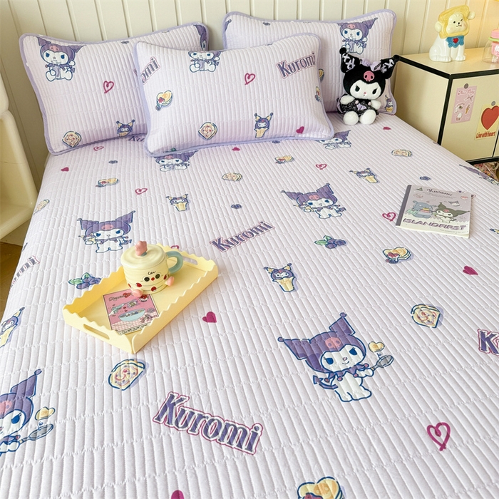 91家纺网 家纺一手货源 找家纺 沐辰 2024新款13372正反全棉印花床盖 甜心库洛米