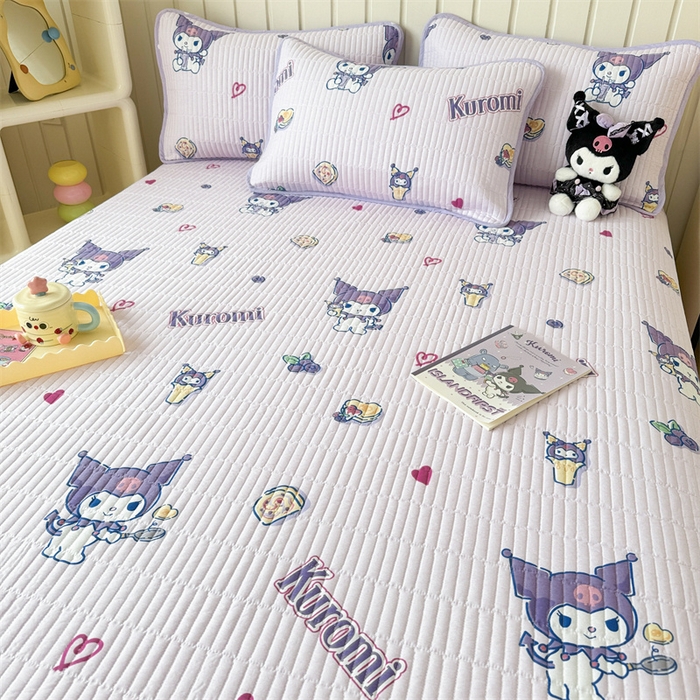 91家纺网 家纺一手货源 找家纺 沐辰 2024新款13372正反全棉印花床盖 甜心库洛米