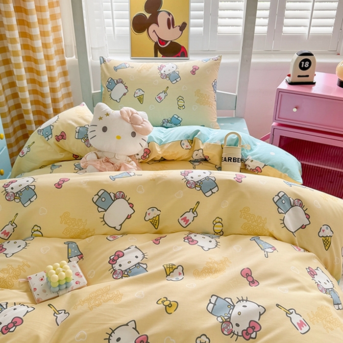 91家纺网 家纺一手货源 找家纺 富瑞阁 2024新款13070全棉三丽鸥三件套四件套 棒棒糖