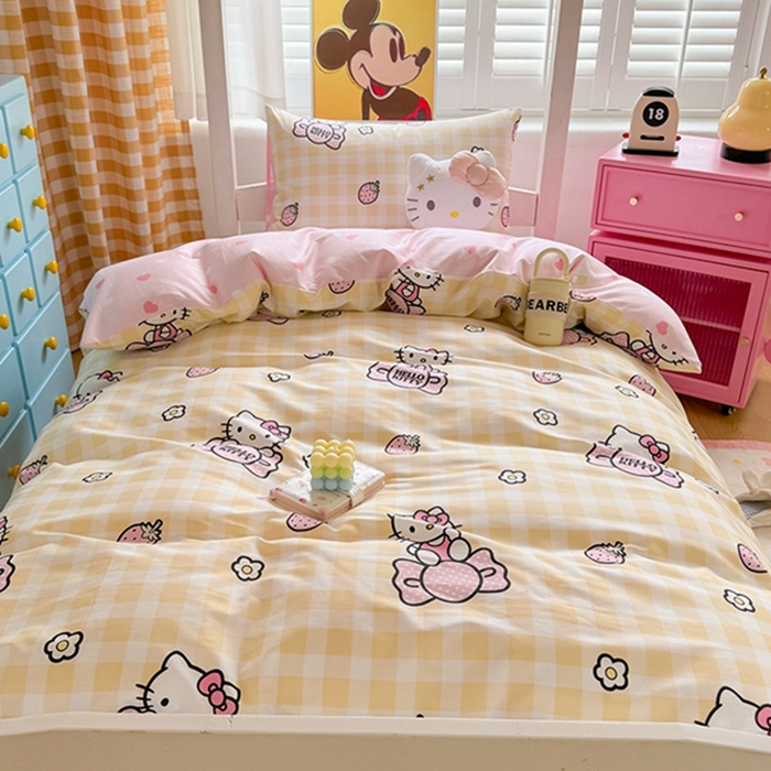 91家纺网 家纺一手货源 找家纺 富瑞阁 2024新款13070全棉三丽鸥三件套四件套 爱心Baby