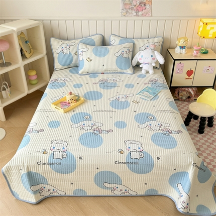 沐辰 2024新款13372正反全棉印花床盖 蓝色玉桂狗