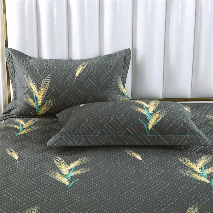 91家纺网 家纺一手货源 找家纺 2024新款全棉13376印花床盖款套件单品系列 大麦灰