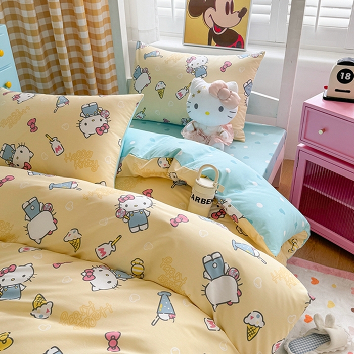 91家纺网 家纺一手货源 找家纺 富瑞阁 2024新款13070全棉三丽鸥三件套四件套 棒棒糖