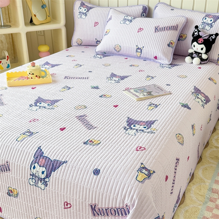 91家纺网 家纺一手货源 找家纺 沐辰 2024新款13372正反全棉印花床盖 甜心库洛米