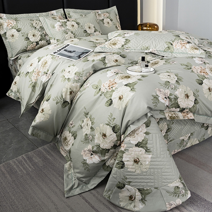 91家纺网 家纺一手货源 找家纺 2024新款全棉13376印花床盖款四件套系列 盛唐牡丹