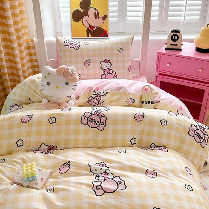 91家纺网 家纺一手货源 找家纺 富瑞阁 2024新款13070全棉三丽鸥三件套四件套 爱心Baby