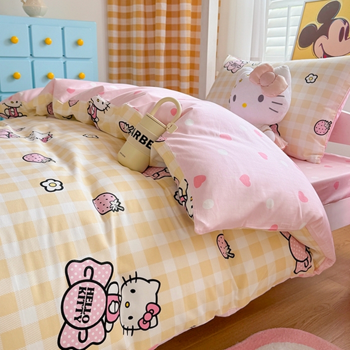 91家纺网 家纺一手货源 找家纺 富瑞阁 2024新款13070全棉三丽鸥三件套四件套 爱心Baby