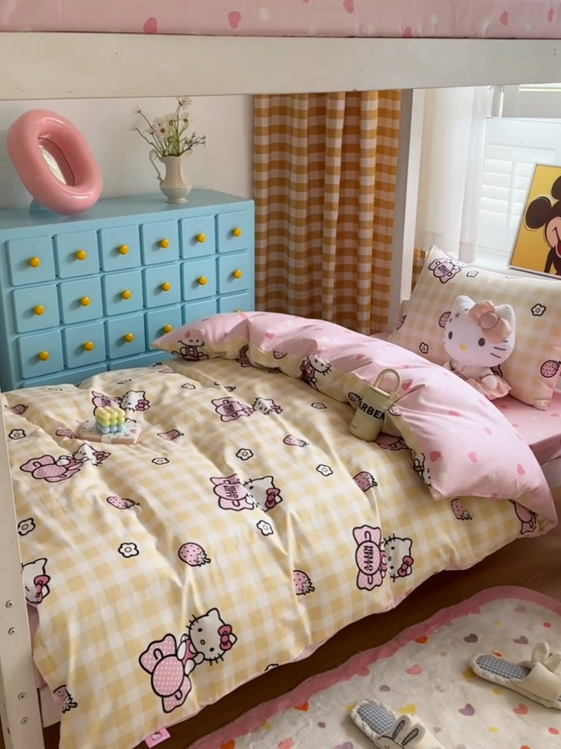 91家纺网 家纺一手货源 找家纺 富瑞阁 2024新款13070全棉三丽鸥三件套四件套 爱心Baby