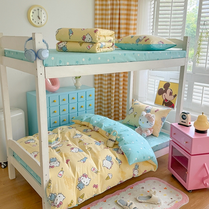 91家纺网 家纺一手货源 找家纺 富瑞阁 2024新款13070全棉三丽鸥三件套四件套 棒棒糖