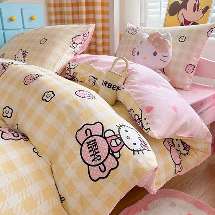 91家纺网 家纺一手货源 找家纺 富瑞阁 2024新款13070全棉三丽鸥三件套四件套 爱心Baby