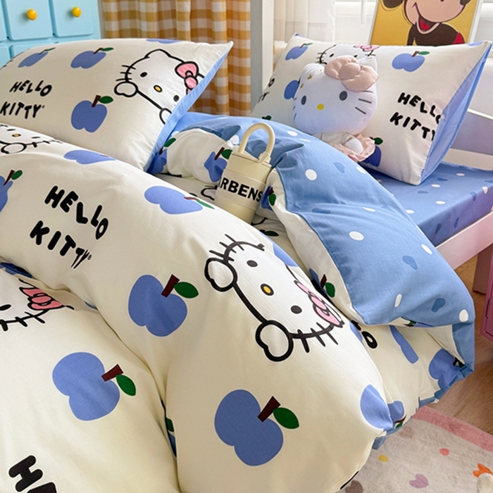 91家纺网 家纺一手货源 找家纺 富瑞阁 2024新款13070全棉三丽鸥三件套四件套 苹果乐园