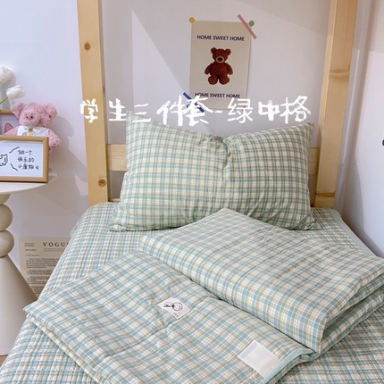 91家纺网 家纺一手货源 找家纺 （总）有货 2024新款水洗全棉学生大豆夏被被套床盖三件套