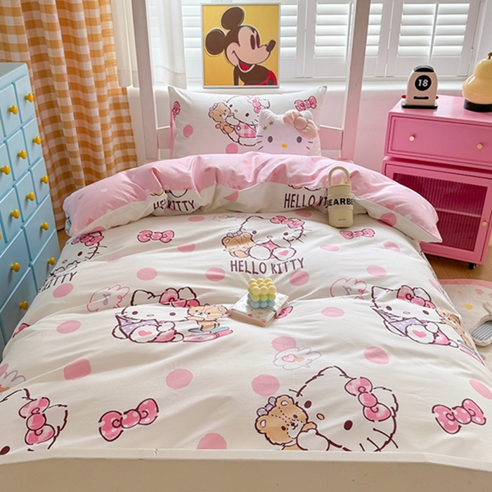 91家纺网 家纺一手货源 找家纺 富瑞阁 2024新款13070全棉三丽鸥三件套四件套 半月时光