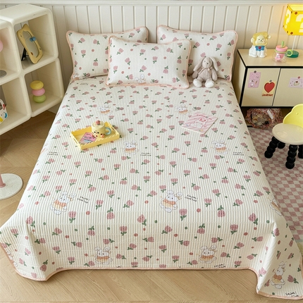 沐辰 2024新款13372正反全棉印花床盖 小粉兔