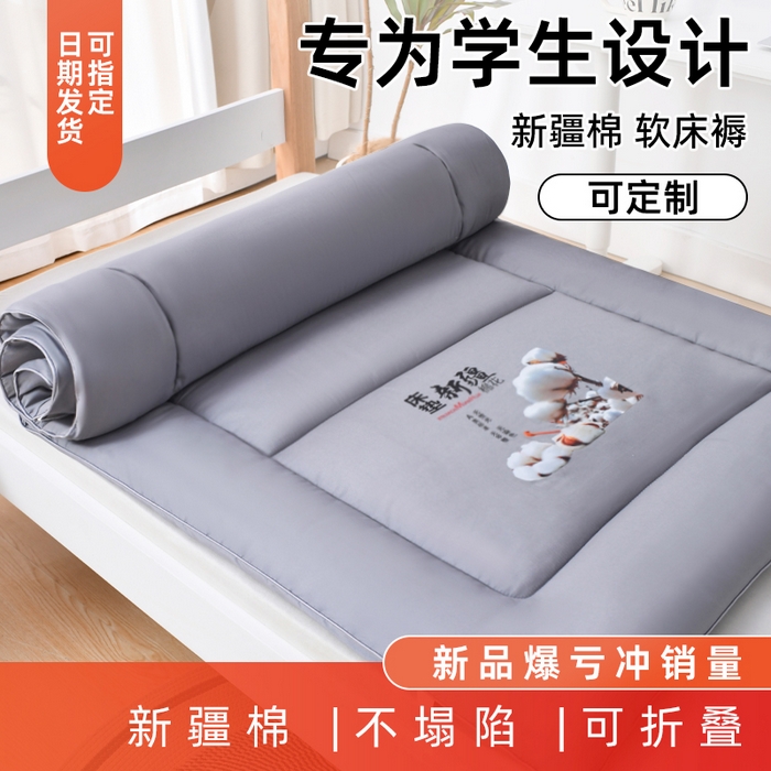 91家纺网 家纺一手货源 找家纺 2024新款新疆学生棉花床垫 典雅灰