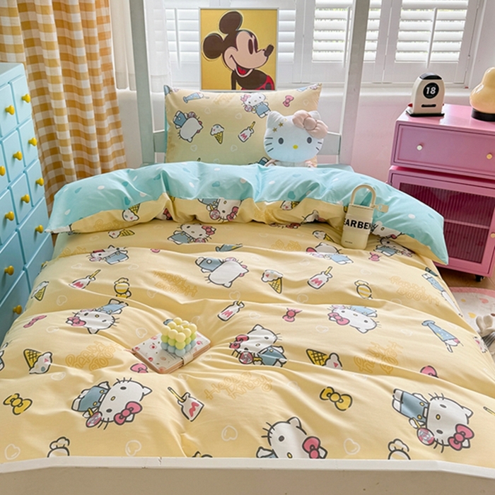 91家纺网 家纺一手货源 找家纺 富瑞阁 2024新款13070全棉三丽鸥三件套四件套 棒棒糖