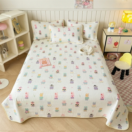 沐辰 2024新款13372正反全棉印花床盖 奇妙一家