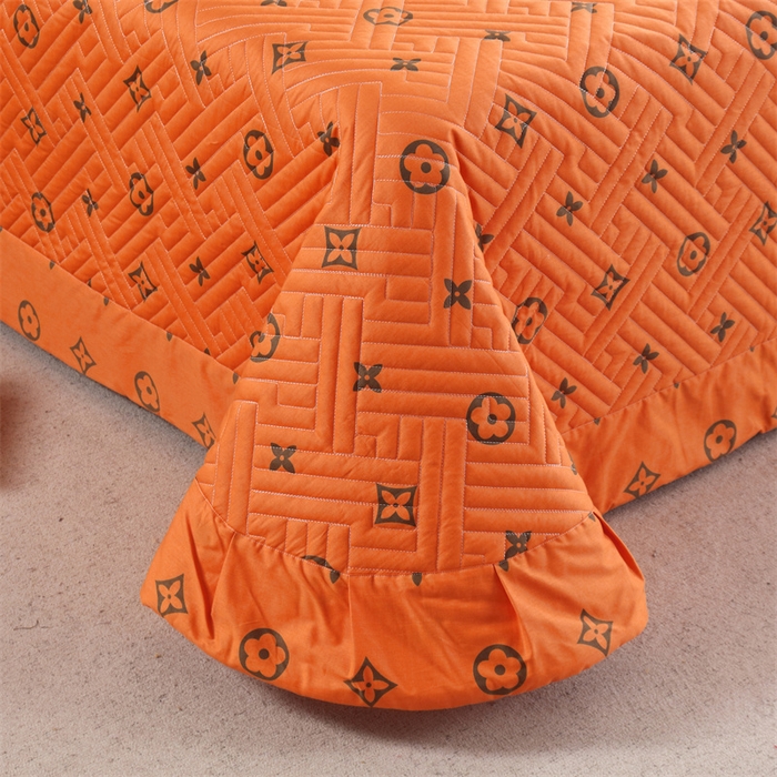 91家纺网 家纺一手货源 找家纺 2024新款全棉13376印花床盖款四件套系列 大牌157-棕桔