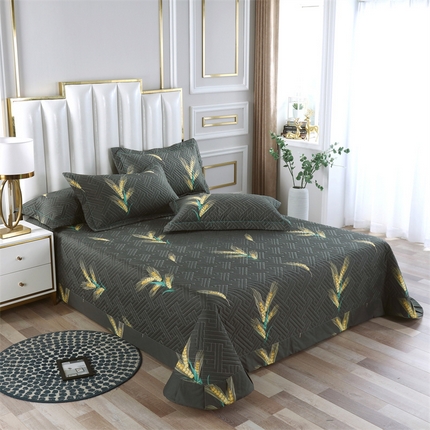 91家纺网 家纺一手货源 找家纺 2024新款全棉13376印花床盖款套件单品系列 大麦灰