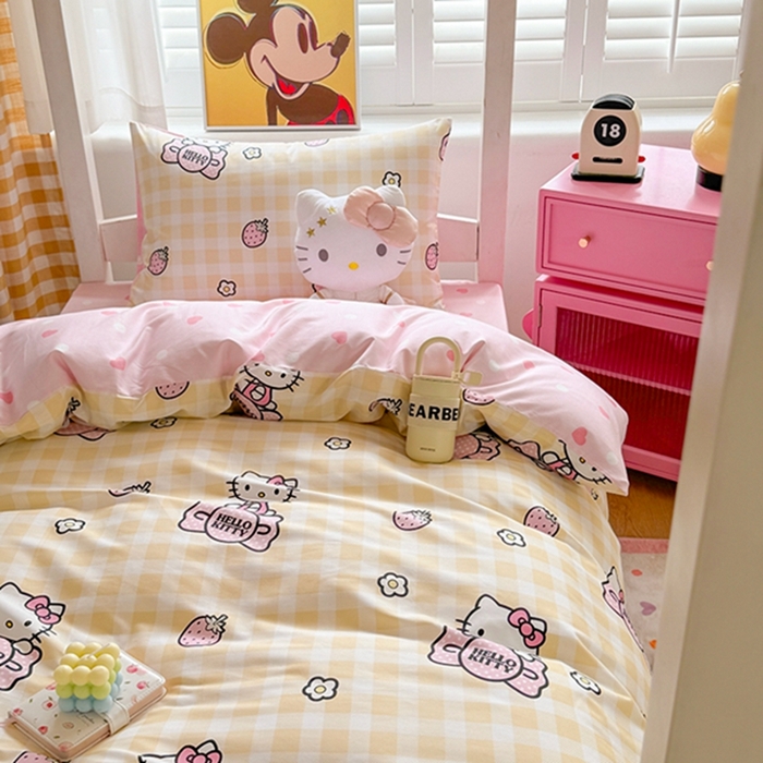 91家纺网 家纺一手货源 找家纺 富瑞阁 2024新款13070全棉三丽鸥三件套四件套 爱心Baby