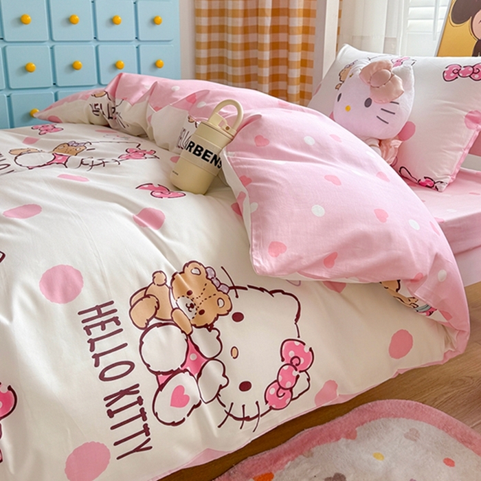 91家纺网 家纺一手货源 找家纺 富瑞阁 2024新款13070全棉三丽鸥三件套四件套 半月时光