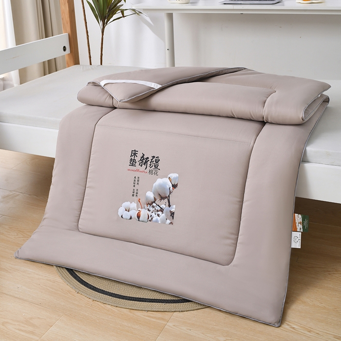 91家纺网 家纺一手货源 找家纺 2024新款新疆学生棉花床垫 高级咖