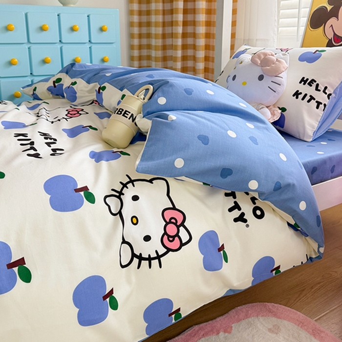 91家纺网 家纺一手货源 找家纺 富瑞阁 2024新款13070全棉三丽鸥三件套四件套 苹果乐园