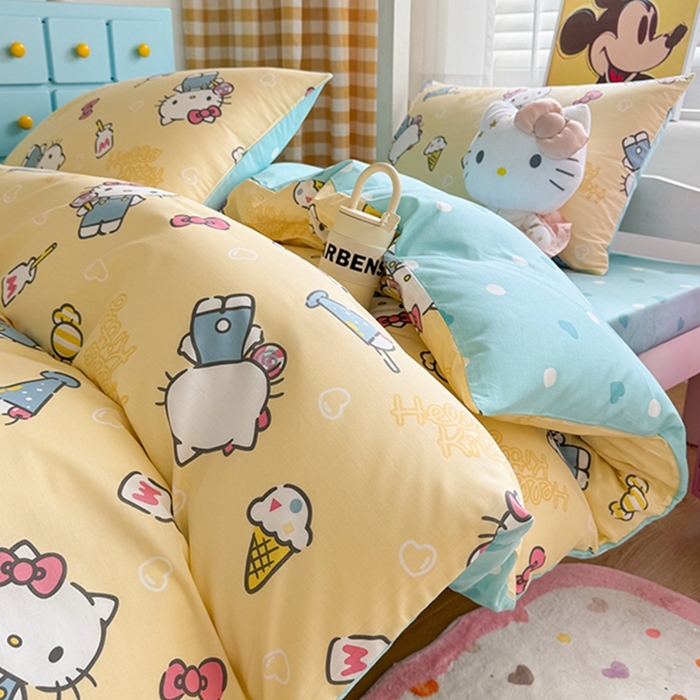 91家纺网 家纺一手货源 找家纺 富瑞阁 2024新款13070全棉三丽鸥三件套四件套 棒棒糖