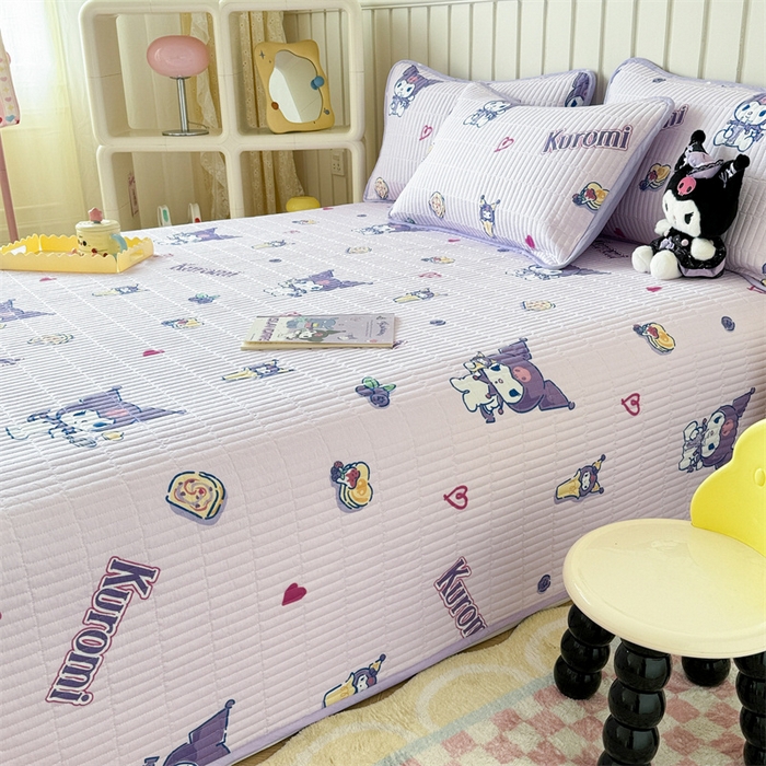 91家纺网 家纺一手货源 找家纺 沐辰 2024新款13372正反全棉印花床盖 甜心库洛米