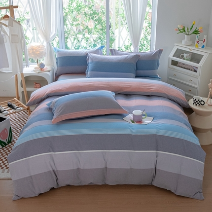 91家纺网 家纺一手货源 找家纺 （总）木易家居 2025新款全棉色织水洗棉四件套