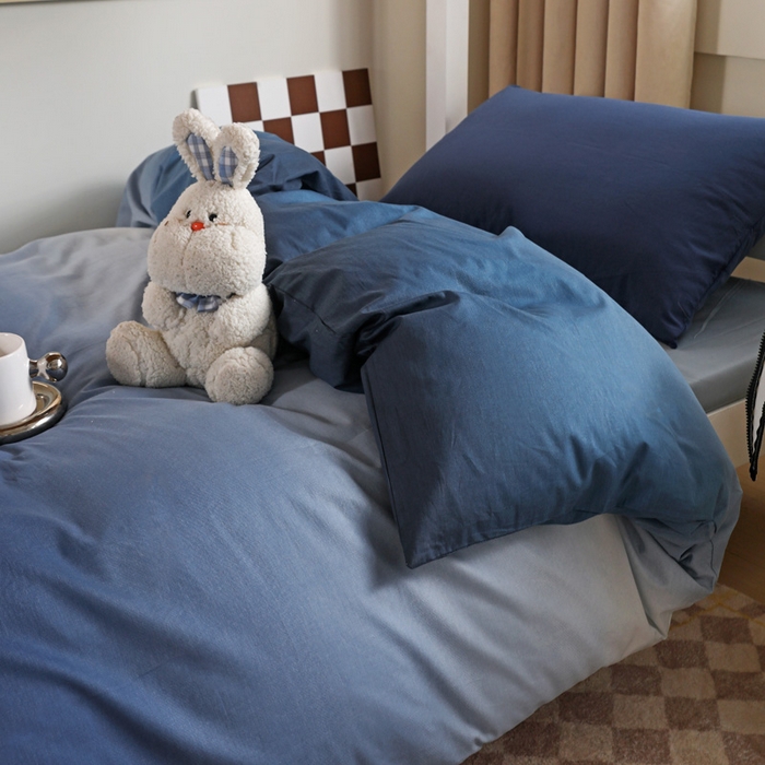 91家纺网 家纺一手货源 找家纺 梦家居 2024新款全棉简约风学生宿舍三件套 星空蓝