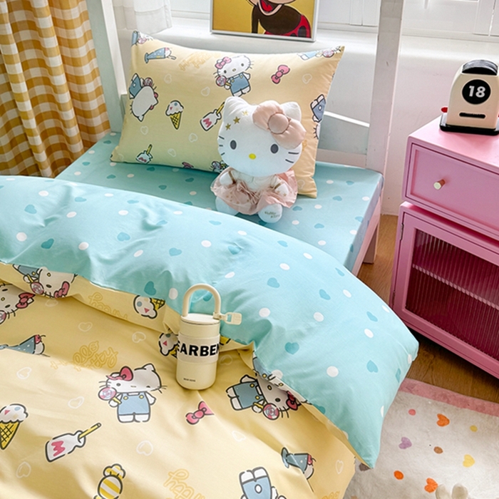 91家纺网 家纺一手货源 找家纺 富瑞阁 2024新款13070全棉三丽鸥三件套四件套 棒棒糖