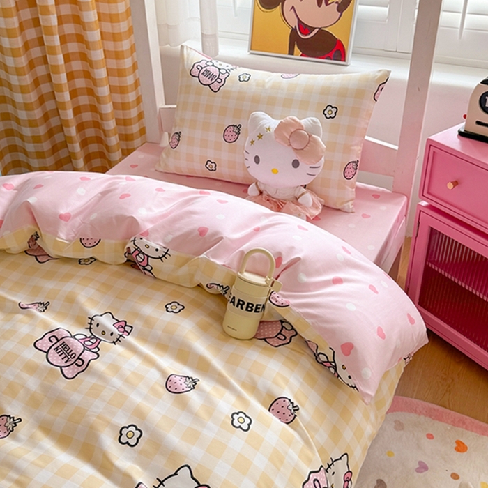 91家纺网 家纺一手货源 找家纺 富瑞阁 2024新款13070全棉三丽鸥三件套四件套 爱心Baby