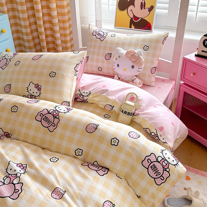 91家纺网 家纺一手货源 找家纺 富瑞阁 2024新款13070全棉三丽鸥三件套四件套 爱心Baby