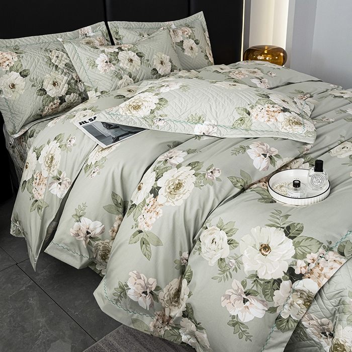 91家纺网 家纺一手货源 找家纺 2024新款全棉13376印花床盖款四件套系列 盛唐牡丹