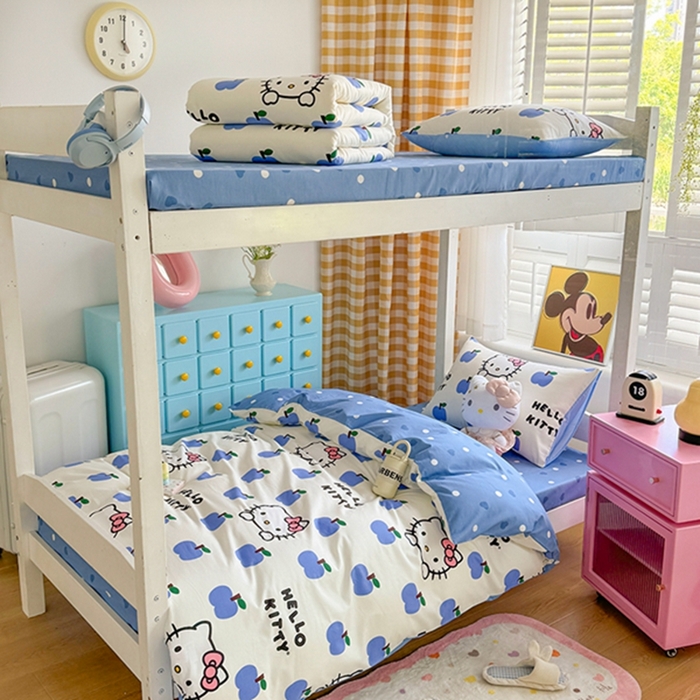 91家纺网 家纺一手货源 找家纺 富瑞阁 2024新款13070全棉三丽鸥三件套四件套 苹果乐园