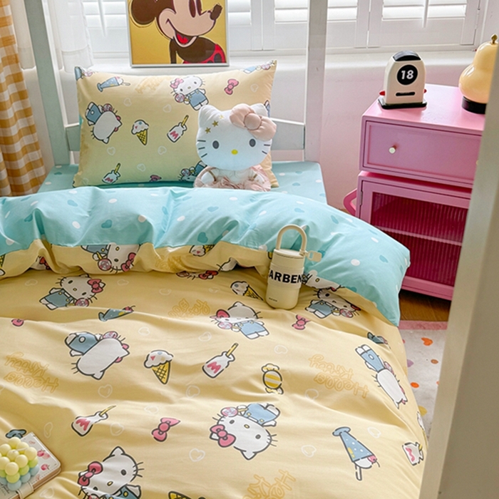 91家纺网 家纺一手货源 找家纺 富瑞阁 2024新款13070全棉三丽鸥三件套四件套 棒棒糖