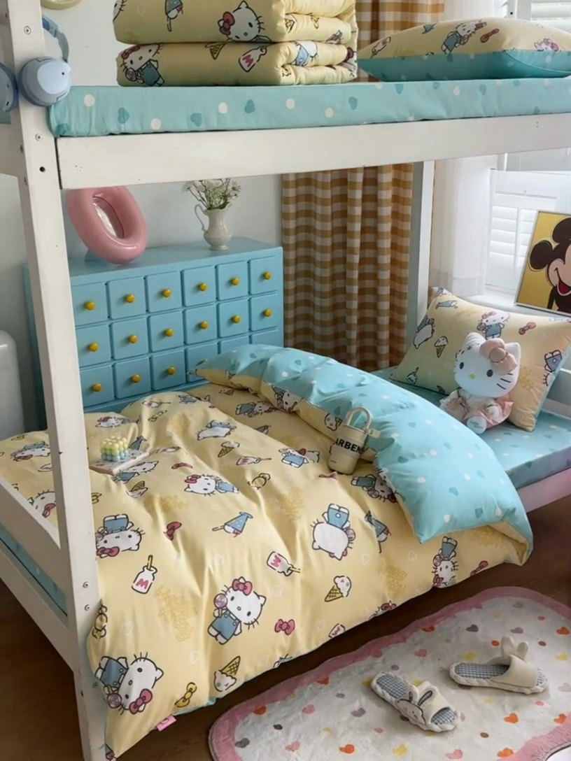 91家纺网 家纺一手货源 找家纺 富瑞阁 2024新款13070全棉三丽鸥三件套四件套 棒棒糖