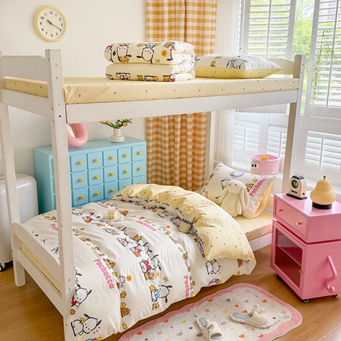 91家纺网 家纺一手货源 找家纺 富瑞阁 2024新款13070全棉三丽鸥三件套四件套 欢乐帕恰