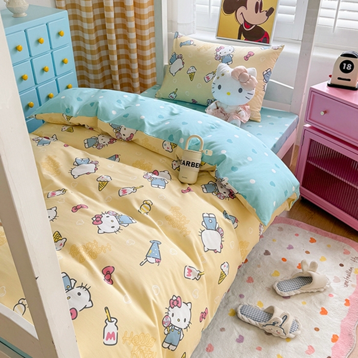 91家纺网 家纺一手货源 找家纺 富瑞阁 2024新款13070全棉三丽鸥三件套四件套 棒棒糖