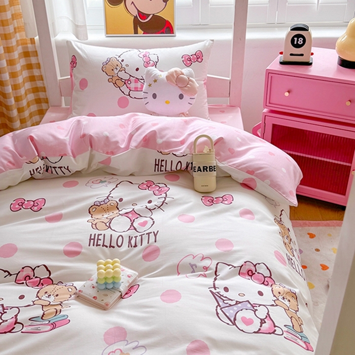 91家纺网 家纺一手货源 找家纺 富瑞阁 2024新款13070全棉三丽鸥三件套四件套 半月时光