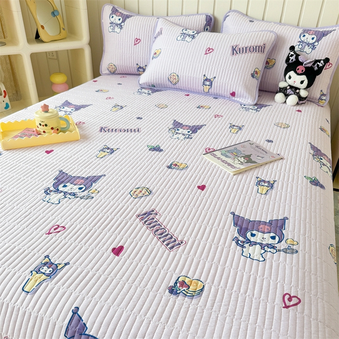 91家纺网 家纺一手货源 找家纺 沐辰 2024新款13372正反全棉印花床盖 甜心库洛米