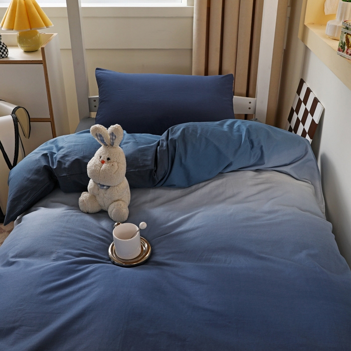 91家纺网 家纺一手货源 找家纺 梦家居 2024新款全棉简约风学生宿舍三件套 星空蓝