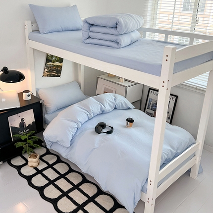 91家纺网 家纺一手货源 找家纺 （总）贝拉梦家纺 2024新款褶皱炒鸡糯纯色水洗棉学生床三件套