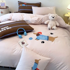 91家纺网 家纺一手货源 找家纺 大境 2024新款毛巾绣全棉纯棉学生三件套四件套 小腊条-浅灰