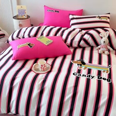 91家纺网 家纺一手货源 找家纺 大境 2024新款毛巾绣全棉纯棉学生三件套四件套 炫彩DOG-彩条