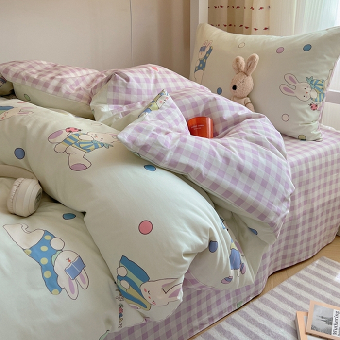 91家纺网 家纺一手货源 找家纺 富瑞阁2024新款13070学生宿舍全棉三件套 闲时兔